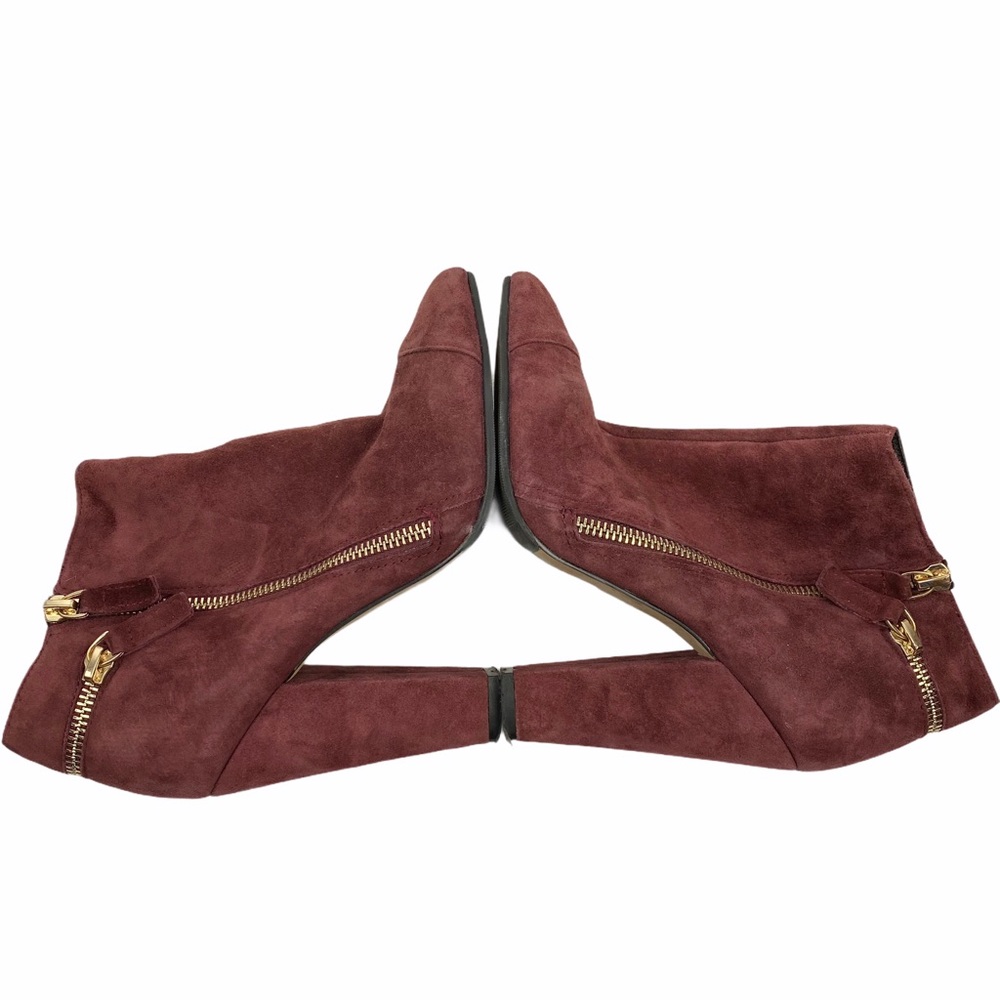 ALDO Maroon Suede Zipper Heeled Booties 6 - Picture 5 of 9